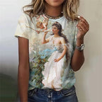 Fashion Women's T-shirt With Cute Peacock Graphic 3D Printed Short Sleeve Summer T-shirts Oversized Loose Women's Clothing