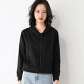 Women Hoodies 100% Cotton Spring Autumn Loose Long Sleeve Pullovers Solid Casual Ladies Outerwear Hooded Hoodie Womens Clothing