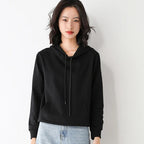 Women Hoodies 100% Cotton Spring Autumn Loose Long Sleeve Pullovers Solid Casual Ladies Outerwear Hooded Hoodie Womens Clothing