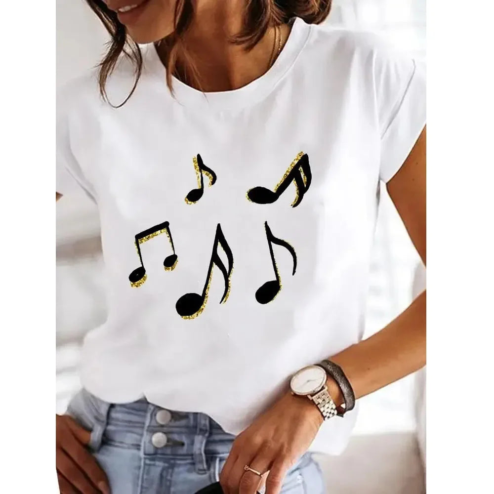 Love Heart Print Plus Size T-shirt Women's Harajuku Short Sleeve Casual Women's T-shirt Clothing Street Tees Aesthetic Clothes