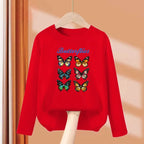 Girls New Autumn Clothes Paris Eiffel Tower T-shirt Long sleeved Cotton Tops Little Girl Butterfly Party Tees