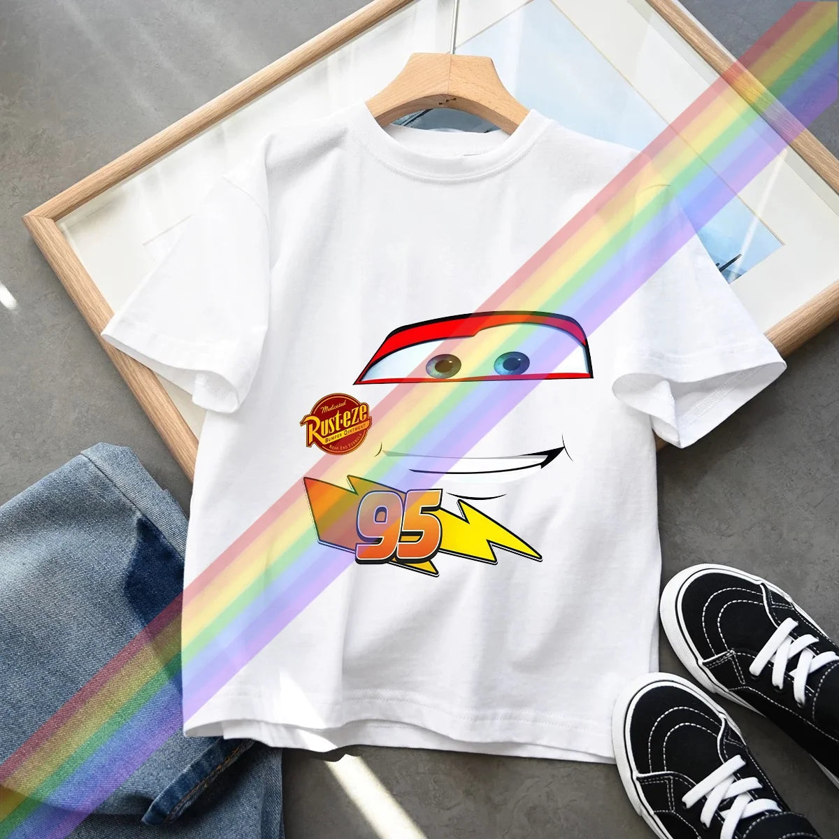 Hot Sale Car Pixar Lightning McQueen Print Cute Kids T-Shirts Girls Clothes Baby Boys Short Sleeve T Shirt Summer Children Tops