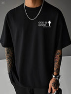 Men's Summer 100% Cotton Casual God is a Good Faith Double sided Printed Loose Sport Round Neck Short Sleeve T-shirt Versatile T