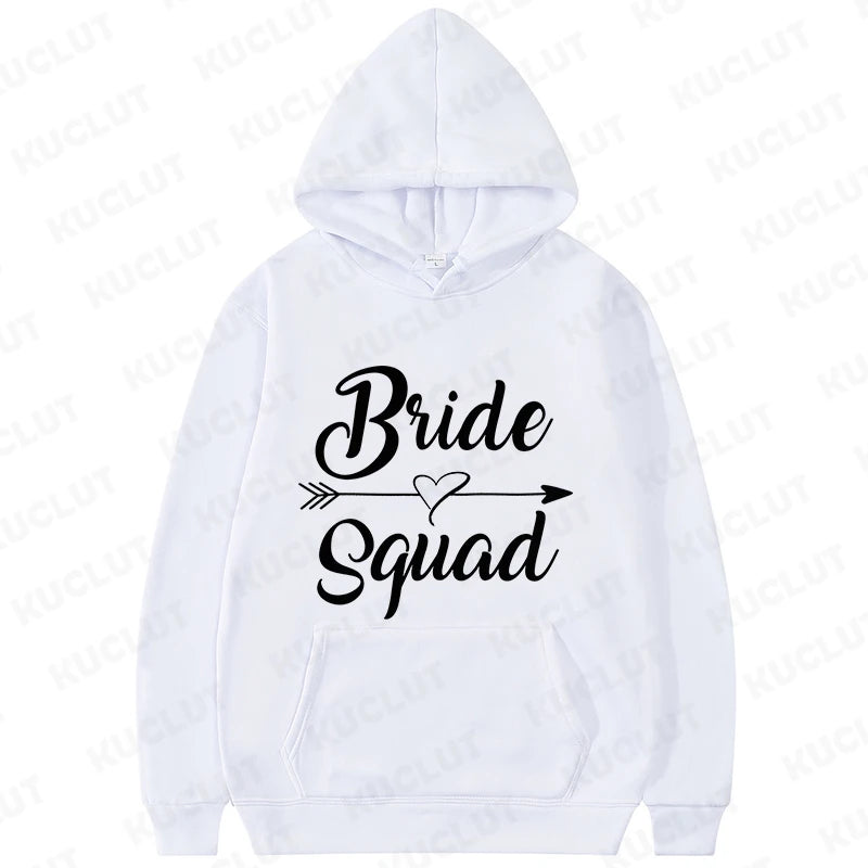 Team Bride Squad Hoodies,  Arrow Heart Graphic Sweatshirts, Women's Casual Hooded Tops for Bridal Wedding & Bachelorette Party
