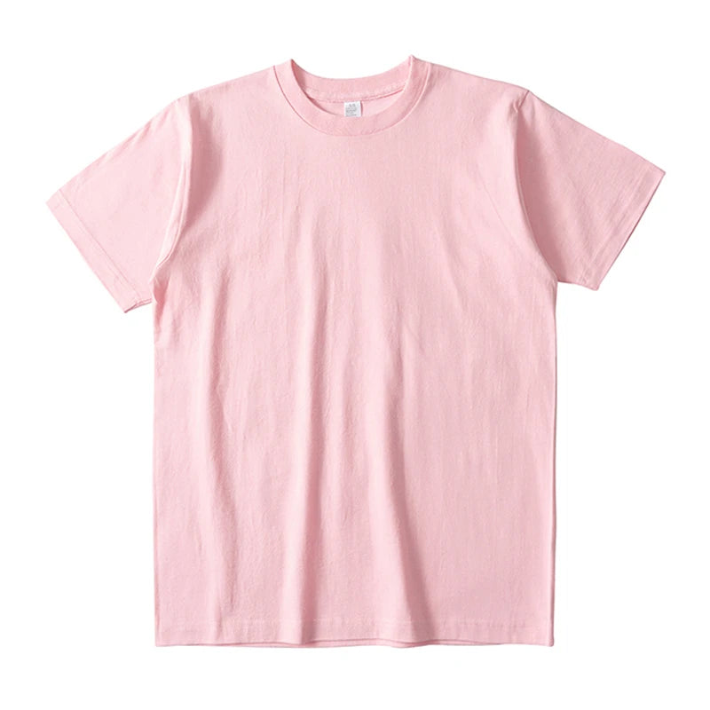 Plus Size Pure Cotton Full-color Short-sleeved T-shirt Solid Color Thick Loose Casual Versatile Bottoming Shirt Top Men Women
