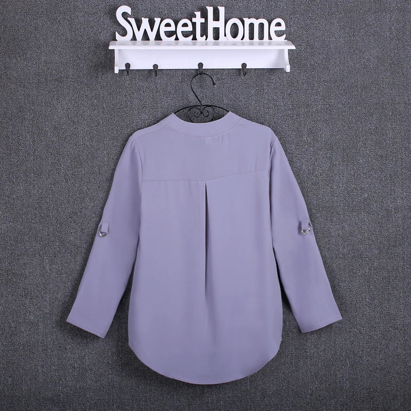 Plus Size Blouse Clothing Women Long Sleeve Shirt Chiffon Blouse Ladies Top