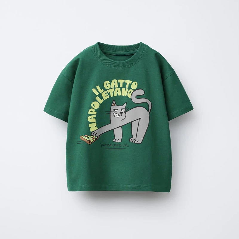 Simple All-match Base Shirt New Short Sleeve Lovely Round Neck T Shirt Thin Pure Cotton Clothes Boys And Girls Loose Casual Wear