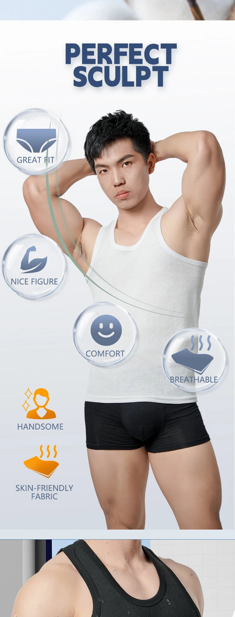 1pcs Pure Cotton Men Four Seasons Vest Teenagers Simple Fit Sports Fitness T-shirt Middle-aged Casual Sleeveless Tops L-4XL