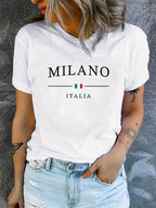 Milano Italy Print Plus Size T-shirt Women's Harajuku Short Sleeve Casual Women's T-shirt Clothing Street Tops Aesthetic Clothes