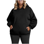 Plus Size Hooded Sweatshirt for Women Fall Fashion Casual Solid Color Pocket Hoodies Women's Clothing Street Hip Hop Hoody