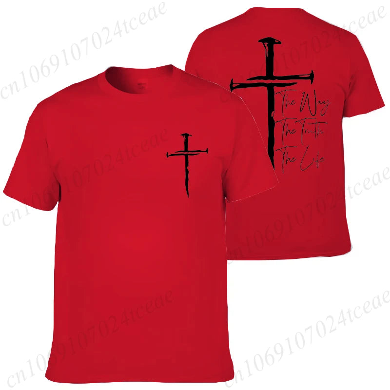 New Summer Men's T-Shirt Clothing Jesus Cross Vintage Printed Tees for Men Women Oversized Tops Christian Faith Shirt Clothing