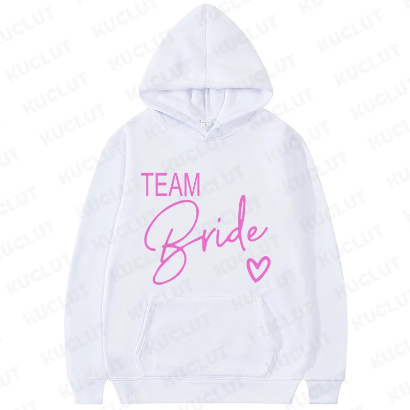 Team Bride Matching Hoodies Women Soft Casual Bridesmaid Bachelorette Party Gift Hooded Sweatshirts Wedding Group Outfits Tops