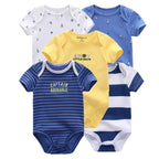 Kiddiezoom 5 Pcs/Lot Four Seasons Fashion Cartoon Short Sleeve Baby Boy Girl Bodysuits Soft 100%Cotton Newborn Onesies Clothes