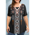 Large Size Loose Fit Women's T-shirt Summer New Short Sleeve Crewneck Tshirt Flower 3d Print Top Plus Size Ladies Clothing