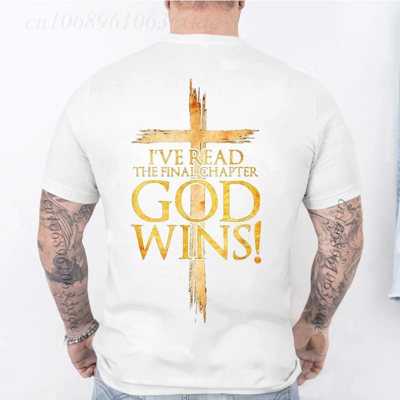 God Wins Christian Faith Cross T-Shirt Men Fashion Women's Tshirts Summer Fashion Tee Shirts Harajuku Shirts Casual Camisetas