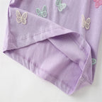 Jumping Meters 3-8T Animals Summer Girls Tshirts Butterflies Applique Short Sleeve Baby Clothes Embroidery Children's Tees