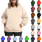 Plus Size Hooded Sweatshirt for Women Fall Fashion Casual Solid Color Pocket Hoodies Women's Clothing Street Hip Hop Hoody
