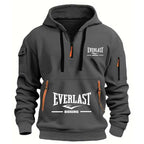 Men's Fashion Casual Hoodie Multi-pocket Sports Long-sleeve Sweatshirt Up Down Print Warm Half Zip Hooded Fitness Pullover Good