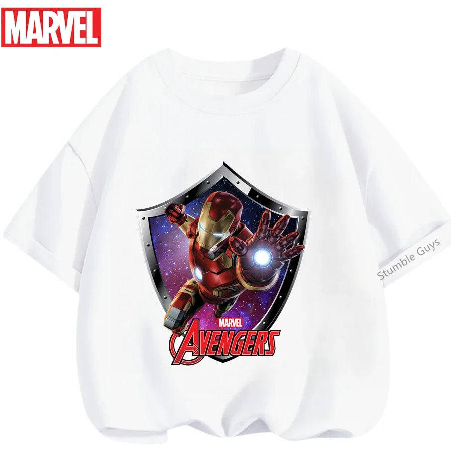 Kids Marvel Iron Man Avengers T-Shirt Boys Girls Summer Casual Tees 2026 New Anime Clothes