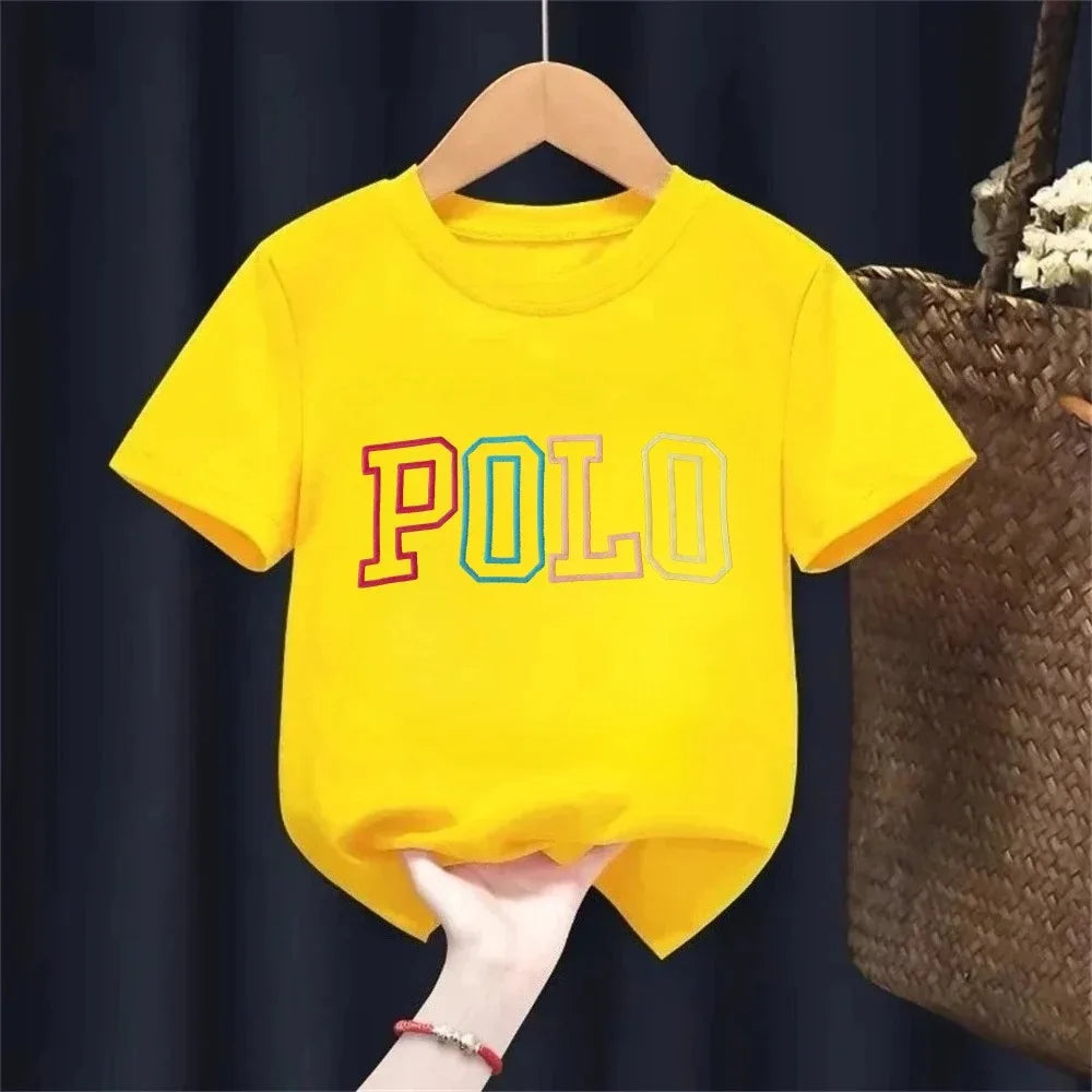 2026 Summer Kids Korean Style Simple 100% Cotton T Shirt for Children Trendy Letter Printed Tees Girls Daily Casual Sweatshirts