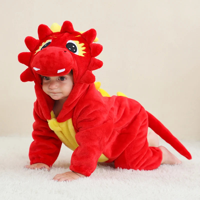 Cartoon Flannel Baby Rompers Unicorn Rabbit Dinosaur Pajamas Cotton Baby Boy Girls Animal Costume Baby Jumpsuit Kigurumi Outfits