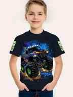 Cool Car Boy's T-Shirt Fashion 3D Print Summer Kids Short Sleeve Tops Lightweight Tees Outdoor Comfortable Children's Clothing