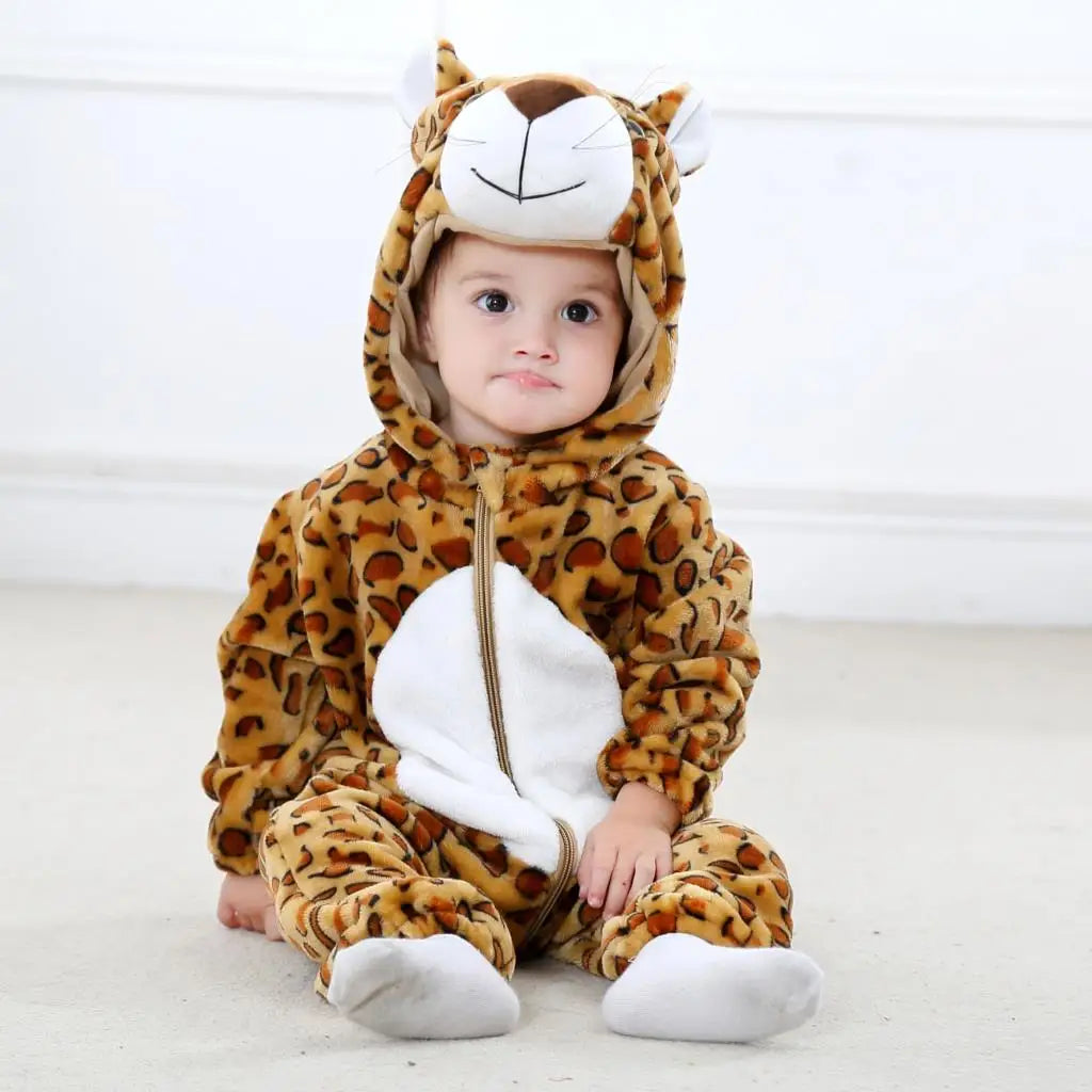Cartoon Flannel Baby Rompers Unicorn Rabbit Dinosaur Pajamas Cotton Baby Boy Girls Animal Costume Baby Jumpsuit Kigurumi Outfits