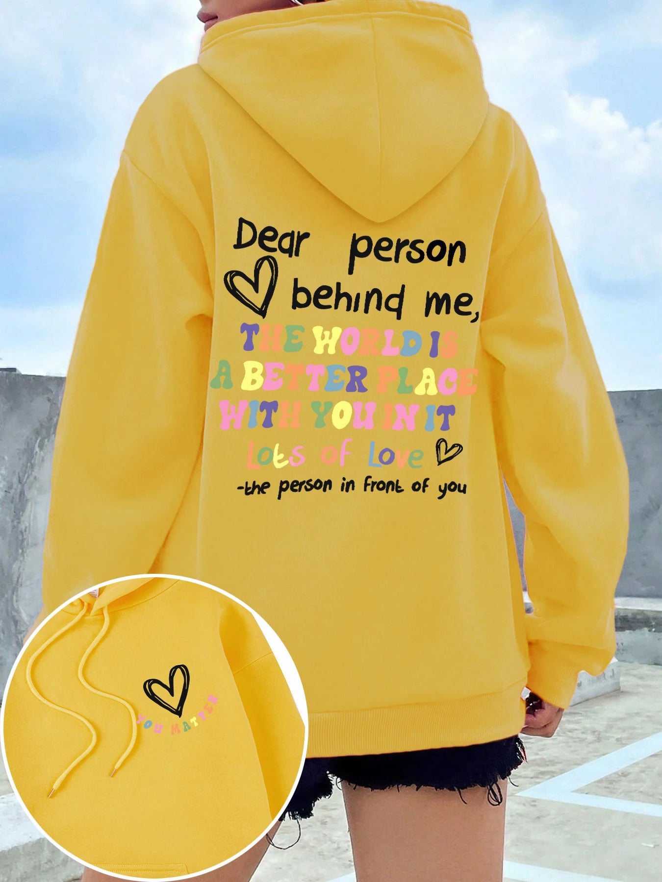 Dear Person Behind Me Plus Size Hoodie Women Colored Letters Warm Fleece Hoody Fur-liner Spring Autumn Sweatshirt Y2K Casual Top