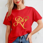 New Tshirts for Women Casual T Shirts Casual Tee Clothes Valentine Leopard Love Heart Printed T-Shirts Hip Hop Street Tops
