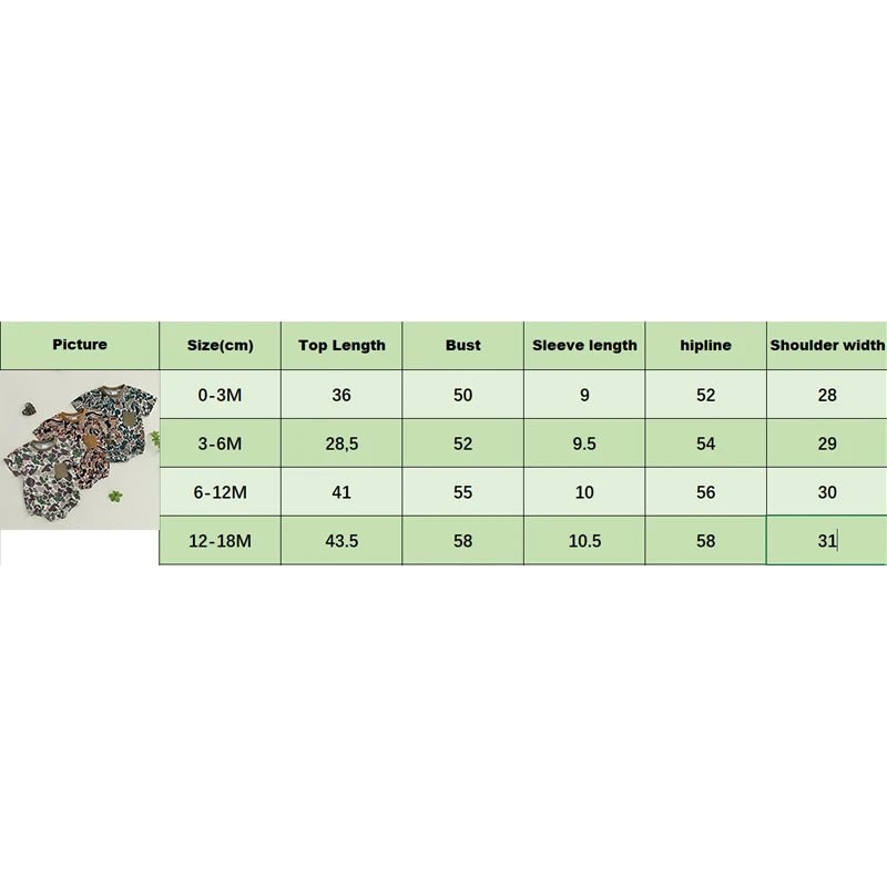 0-18M Newborn Infant Baby Boy Summer Romper Outfit Camouflage Short Sleeve Bodysuit Jumpsuit Clothes