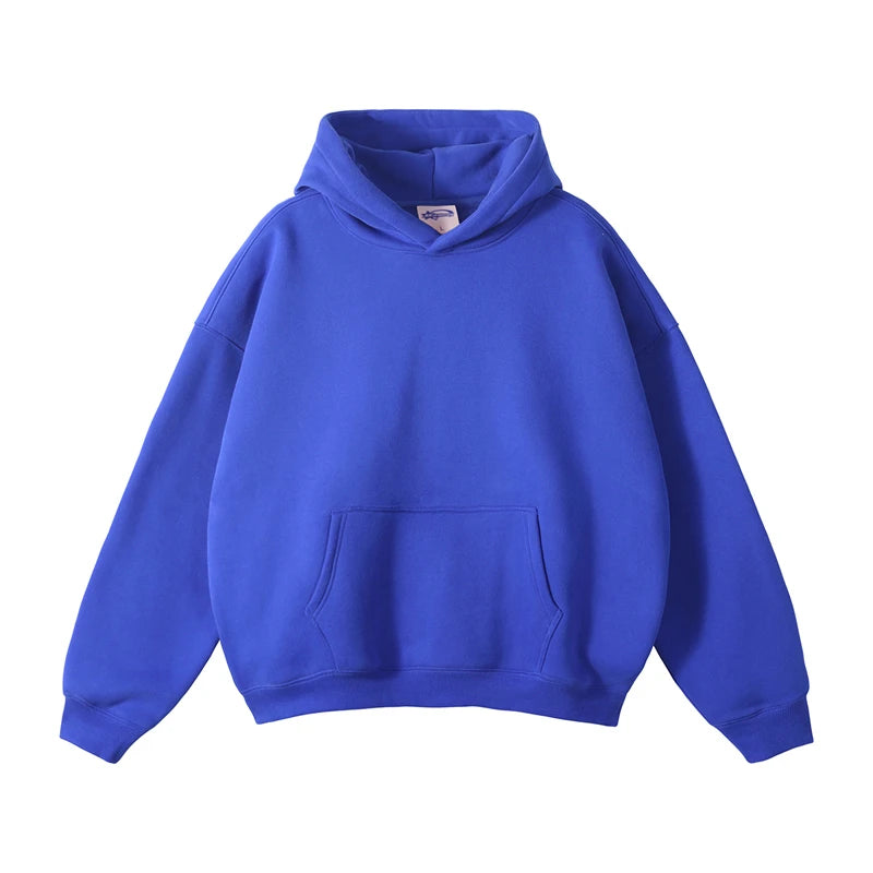 Plus Size Europe, America, Autumn and Winter Velvet Warm Thickened Retro Loose Casual Hoodie Couple Solid Color Sweater Tide