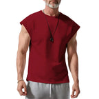 Amazon cross-border American summer new vest men's loose youth casual solid color thin shoulder T-shirt for men