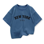Summer Baby Boy Clothes Kid Girls Casual Tops New York Printed T-shirts Children Fashion Crew Neck Short Sleeve Top