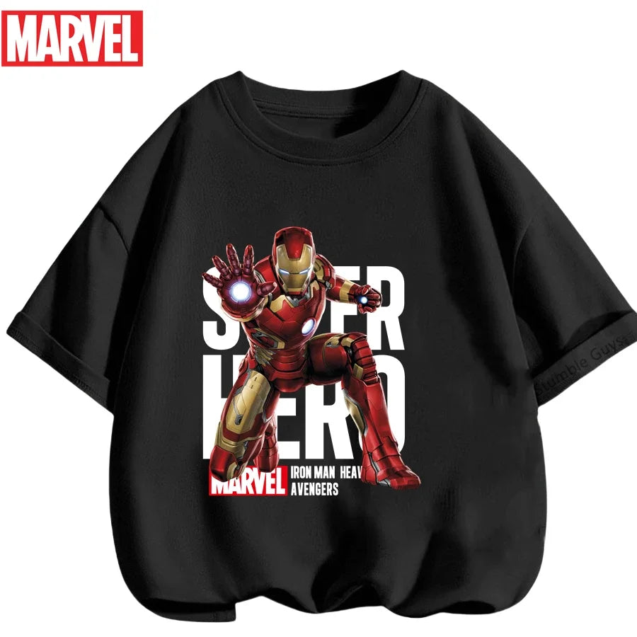 Kids Marvel Iron Man Avengers T-Shirt Boys Girls Summer Casual Tees 2026 New Anime Clothes