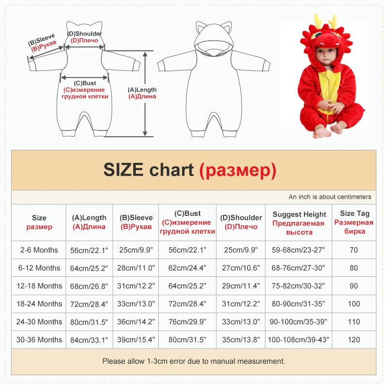 Cartoon Flannel Baby Rompers Unicorn Rabbit Dinosaur Pajamas Cotton Baby Boy Girls Animal Costume Baby Jumpsuit Kigurumi Outfits