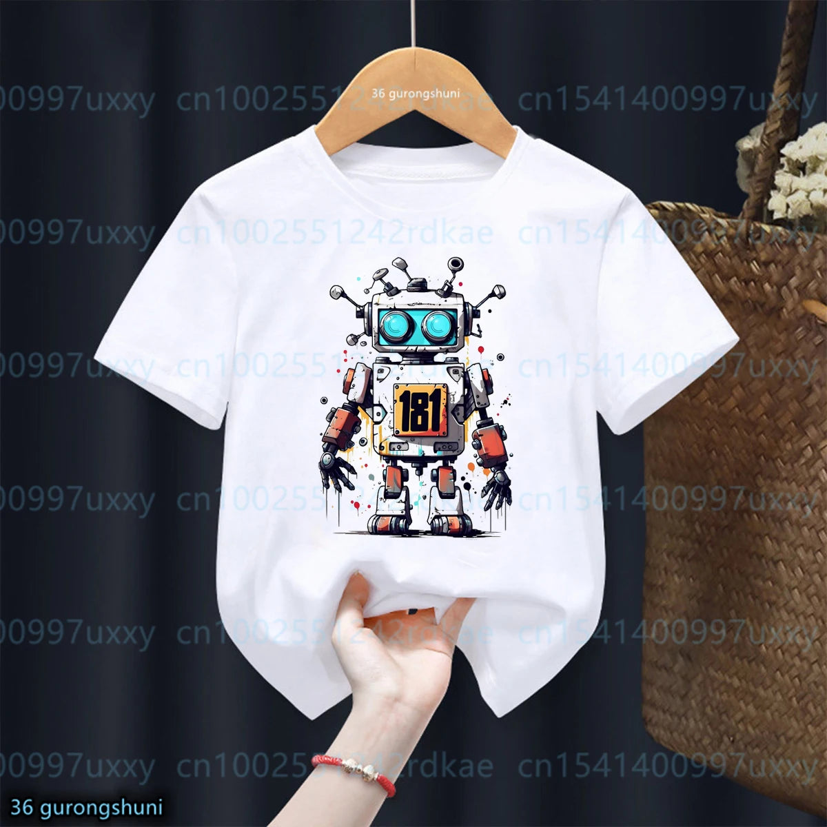 New Boys T-shirt Cool Robot Print Tshirt Fashiona Trendy Boys Clothing Cute Baby Tshirt Summer O-Neck boys Top 1-15 yeas old