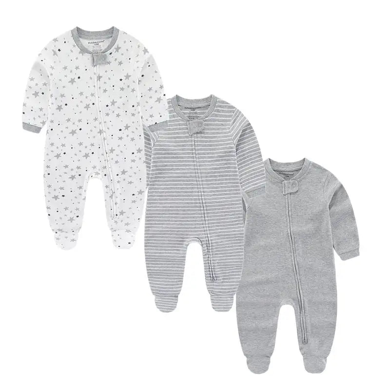 Kiddiezoom 3 Pcs/Lot Autumn Winter Unisex Cartoon Long Sleeve Baby Boy Girl Romper 100%Cotton Soft Newborn Jumpsuits Clothing