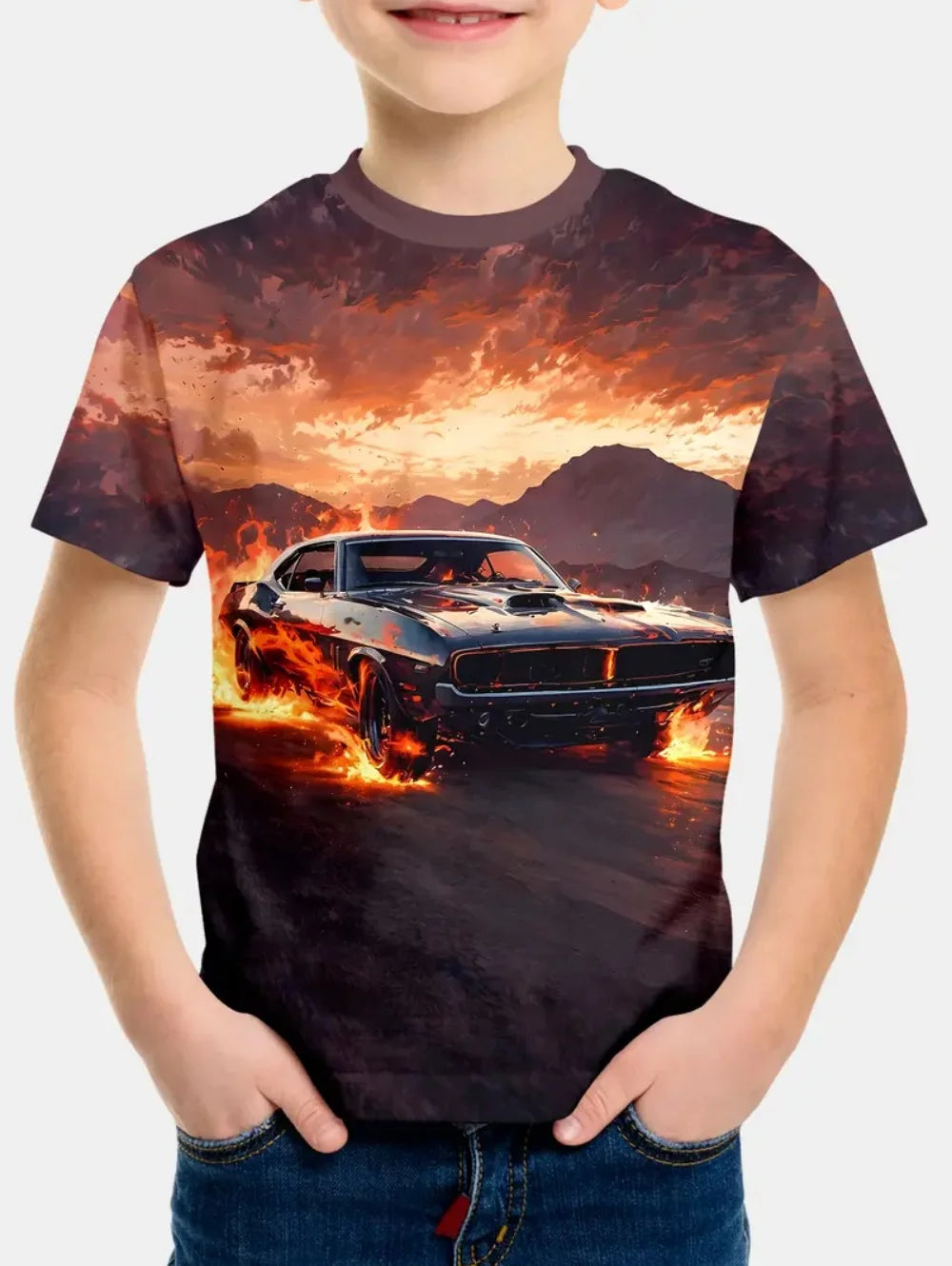 Racing Cars Graphic Printe T Shirts Boys Girls Gift Kids Short Sleeve Tops for Children Clothes from 2 to 8 Years Boys T-Shirts