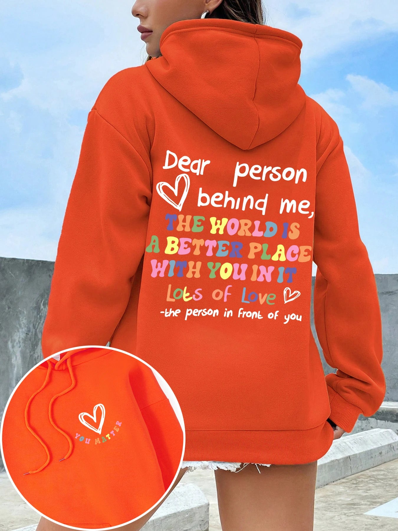 Dear Person Behind Me Plus Size Hoodie Women Colored Letters Warm Fleece Hoody Fur-liner Spring Autumn Sweatshirt Y2K Casual Top