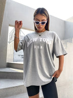 U.S.A New York USA City Street Printed Women T Shirts Breathable Summer T-Shirt Fashion Plus Size Clothing O-Neck Short Sleeve