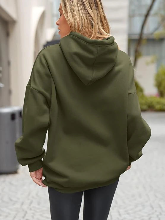 Plus Size Basic Solid Color Hoodie, Casual Simple Long Sleeve Hooded Sweatshirt, Women's Plus Size Clothing