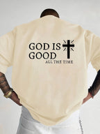 Men's Summer 100% Cotton Casual God is a Good Faith Double sided Printed Loose Sport Round Neck Short Sleeve T-shirt Versatile T
