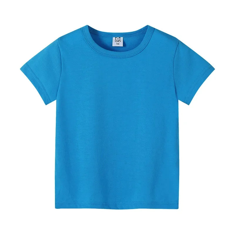 2-12Years Summer children's short sleeve T-shirt cotton baby clothes boys girls blank Infant T-shirt Kids shirt solid tees tops