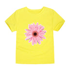 Girls Clothes 2 to 3 4 5 6 7 8 9 10 11 12 13 14 Years 100% Cotton 2024 Summer T Shirts Yellow Butterfly Floral Tee Shirt Tops