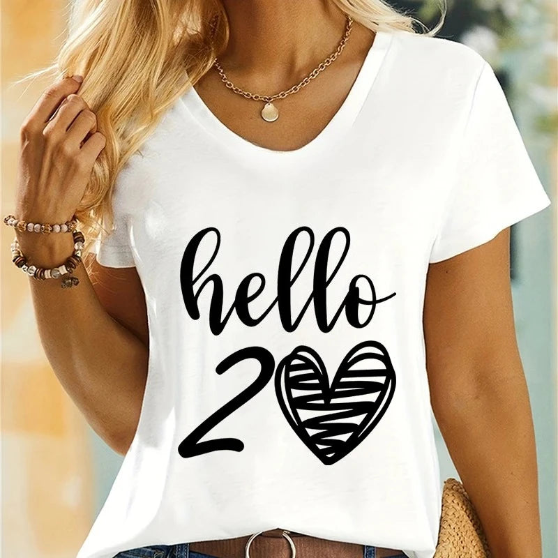 Woman T-shirts Hello 50 Essential Classic Graphic Retro Birthday Gift for Mom Women's Clothing 50th Birthday Gift T-shirt Female