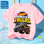 Summer Kids T Shirt Hot Wheels T-shirt Boys Girls Short Sleeve Tops Cartoon Cars Graphic Trucks Print T-shirt Children Clothing
