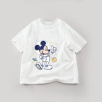 Disney Mickey Boys T Shirts Short Sleeved Tops Cartoon Cotton Kids Clothing Summer Casual Simple Children Tees Toddler Costume