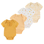 4Pieces Cotton Newborn Bodysuit Print Baby Girl Clothes 0-12M Cartoon Baby Boy Clothes Summer Short Sleeve Romper Bebes