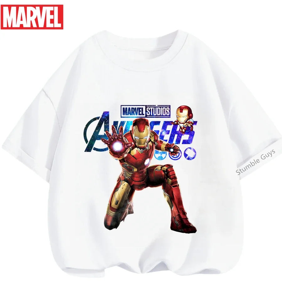 Kids Marvel Iron Man Avengers T-Shirt Boys Girls Summer Casual Tees 2026 New Anime Clothes