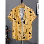 Men's Shirt 3D Printed Retro Fashion Top Short Sleeved Beach Sports Shirt Street Hawaiian Short Sleeved Shirt Men's Clothing
